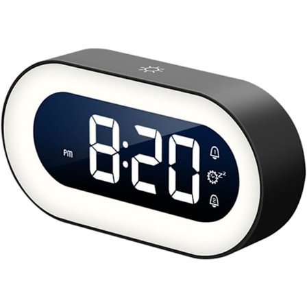Herätyskello Yövalo Herätyskello Säädettävä Hälytysäänenvoimakkuus 12/24H Torkku Musta