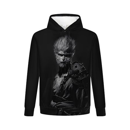 Svart Myth Wukong Goku God Sweatshirt Pullover Hoodie