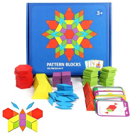Puiset kuviopalikat, muotopalapelit, klassinen tangram-geometrinen aivojumppulelu, STEM-lelu, sisältää 24 korttia.
