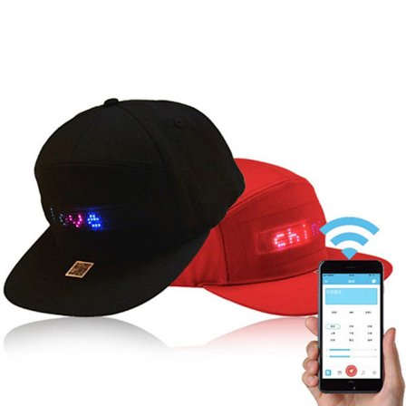 Unisex Bluetooth LED Mobiltelefon APP Styrd basebollhatt svart 26*20*11cm