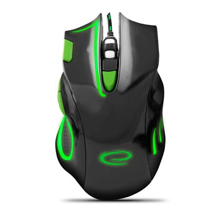 Esperanza Wired Mouse For Gamers 7D Opt. Usb Mx401 Hawk Sort-Grøn