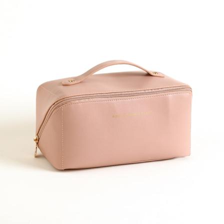 Sminkepung for kvinner, stor kapasitet, reiseveske, bærbar kosmetikkoppbevaringsveske Light Pink