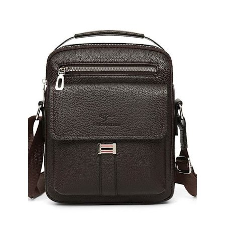Herre Messenger Bag i Lær, Stilig Skulderveske, Vanntett Stor Kapasitet, Casual Business Bag, Mørkebrun