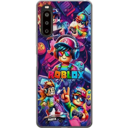 Kompatibel Mobilcover til Sony Sony Xperia 10 II Farverig Roblox gaming gruppe med hovedtelefoner, controllere og neonfarver perfekt til børn og gami