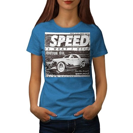 Vintage Racing Speed ​​Car Dam Royal Bluet-shirt