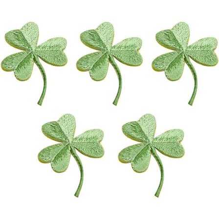 5 stk. kløver broderi mærker, grønne blade påsyede mærker dekoration