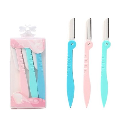 Øjenbrynskniv til kvinder, 3 stk. Dermaplane-kniv til kvinder, sammenklappelig Fa