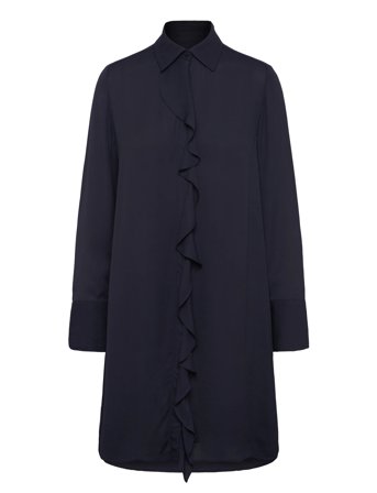 GANT | Crepe Viscose Ruffle Shirt Dress | 36