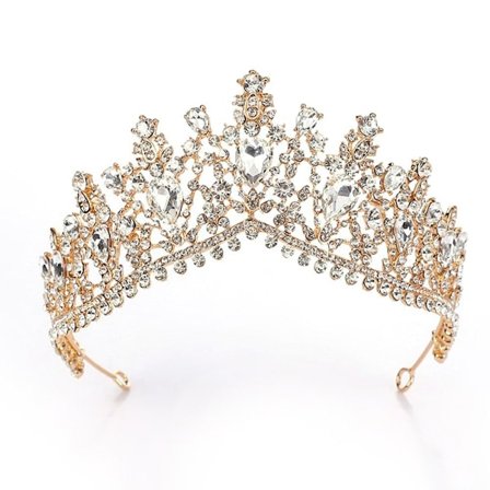 Crystal Water Drop Crowns Rhinestone Tiara Crown WHITE