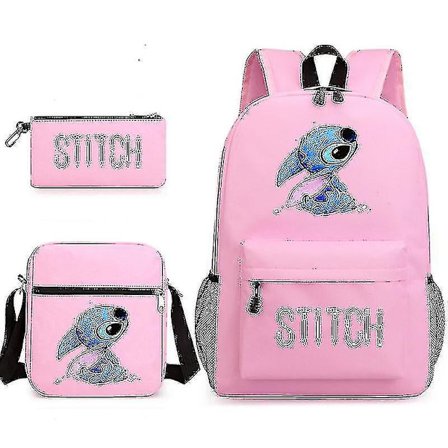 Lilo Stitch Ryggsekk Tredelt sett Skoleveske Barn for Gutt Jente Gave