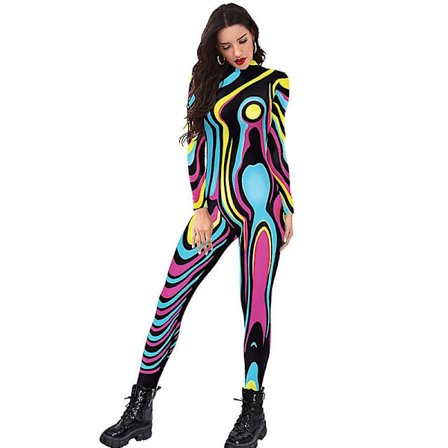 Kvinner Halloween-kostyme Stretch Skinny Catsuit Jumpsuit Bodysuit