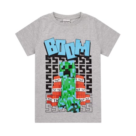 Minecraft Boys Boom T-Shirt 9-10 år Grå