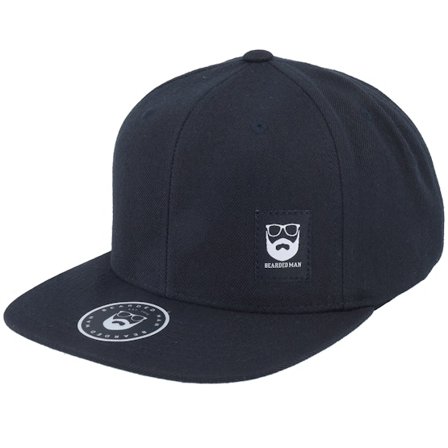 Bearded Man - Bm Logo Blk Woven Black Snapback Snapback Black Cap - @ Hatstore