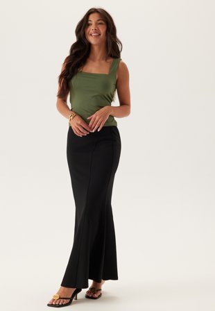 Bubbleroom - Square Neck Top - Dark green - Kläder