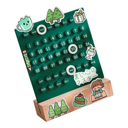 Integreret Formet Ring Skrivebords Dato Planner Bordkalender til DIY Hjem Dekoration Grøn