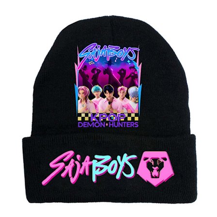 KPOP DEMON HUNTER omkransende strikket hat krøllet uldhat trykt beanie hat udendørs kold hat voksen