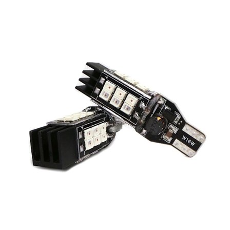 2 kpl LED-lamppu T15, W16W 12V-24V 1400lm CANBUS punainen erittäin vahva