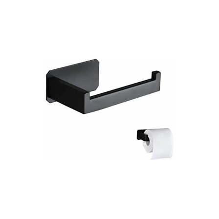 Toalettpappershållare, Toalettpappershållare i rostfritt stål, Självhäftande toalettpappershållare för badrum och kök, Svart