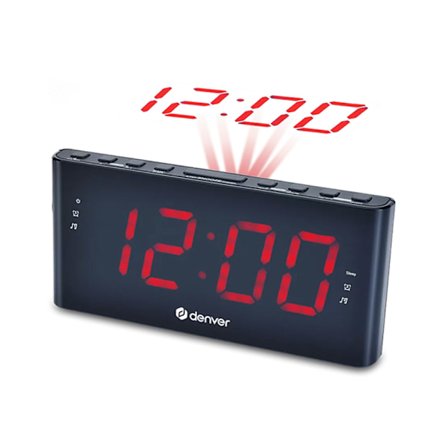 Denver clockradio med projektion og dobbelt alarm - Svart