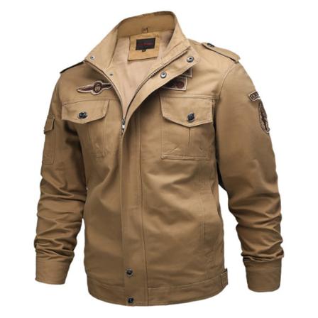 Militärjackor I Bomull För Män Höstens Casual Ytterkläder Khaki S