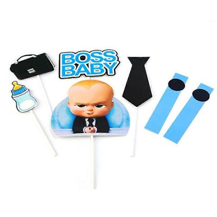 2 st Tecknad Boss Grattis på födelsedagen Tårtdekoration Söt Pojke Muffinsdekorationer Baby Shower Pojkar Barn Födelsedagsfest Tårtdekorationer