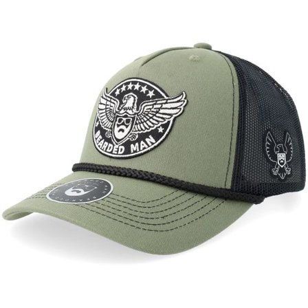Bearded Man - Grön trucker Keps - Eagle Logo Loden Green/Black Rope Mid A-frame Trucker @ Hatstore