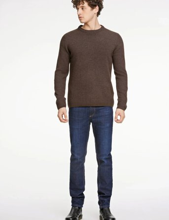 Lindbergh Lambswool O-Neck Knit - Brown - XL