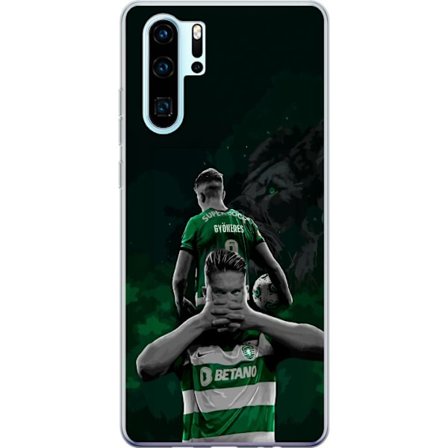 Yhteensopiva Puhelinkuori Huawei P30 Pro Neonmotiivi, jossa teksti "Gaming is in my DNA" sinisenä ja punaisena tiiliseinällä, jossa loistava DNA-spira