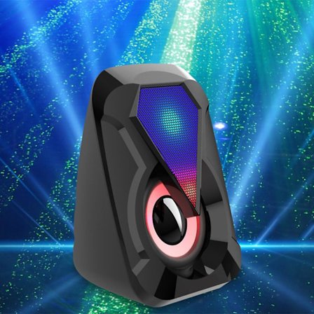 Utsalg 1053 Høyttaler RGB Farge Lys Subwoofer Boks Desktop Audio Desktop(Svart)