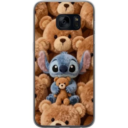 Kompatibel Mobilcover til Samsung Galaxy S7 Stitch omgivet af brune teddybjørne med en lille teddybjørn i armene i en sød og hyggelig kawaii-design