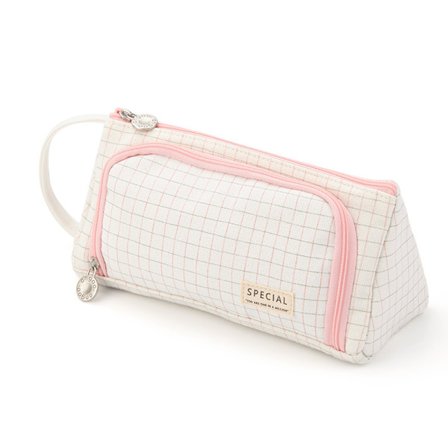 Pennfodral i svart och vitt med palmer, stor kapacitet