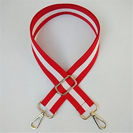 Laukun hihnan vaihto, olkahihna, ristihihna, raidallinen vaihtovy red white red