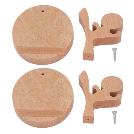 2 sæt mobiltelefonholder i bøgetræ, sød smartphone-skrivebordsstativ til kontor og køkkenbord