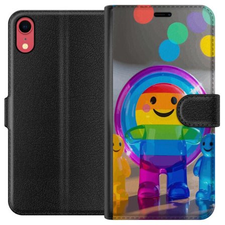 Yhteensopiva Lompakkokotelo Apple iPhone XR Pastellivärinen yksisarvinen, jolla on sateenkaaren harja ja suuret silmät taianomaisessa talviympärist