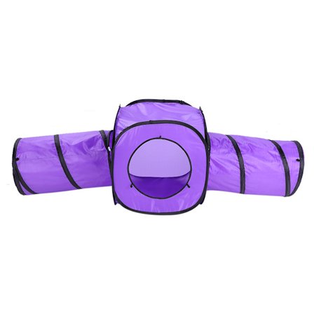 1 st kattunnel leksak, knaprigt papper hopfällbart rör tre anslutningar