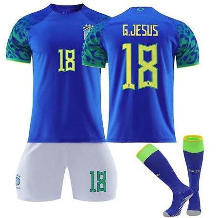 22-23 Brazil Away Set T-shirt #18 Gabriel Jesus fotbollsuniform