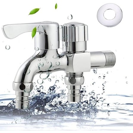 Vaskemaskin Kran, Dobbel Uttak Kran, Dobbel Uttak Hagekran, Dobbel Avløpskran, G 1/2 Tråd