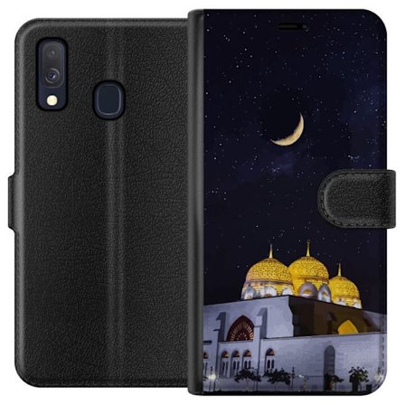 Yhteensopiva Lompakkokotelo Samsung Galaxy A40 Tähtikirkas yö kultaisine kupoleineen ja puolikuun yllä valaistun moskeijan yllä