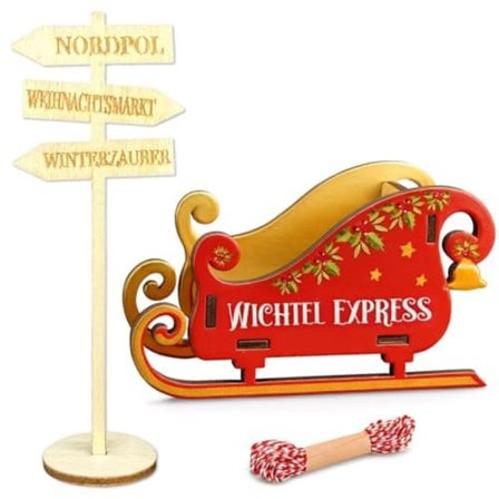 Nissetilbehør Jul – Træpulk med Skilt & Snor, Perfekt Dekoration til Nissedør & Vintermagi_TF_TF