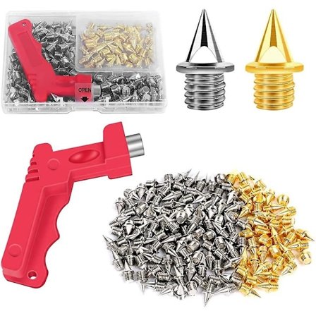 140 stk. 1/4 tommers piggsko med piggnøkkel, harde stål erstatningspigger for piggsko, pyramidpigger for sprint, løping og cross country