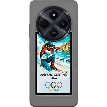 Yhteensopiva Puhelinkuori Xiaomi Redmi A4 Retrojuliste Cortina Milano 2026 vuorilla, talviurheilijoilla, italiankoloreilla, Milanon tuomiokirkolla ja