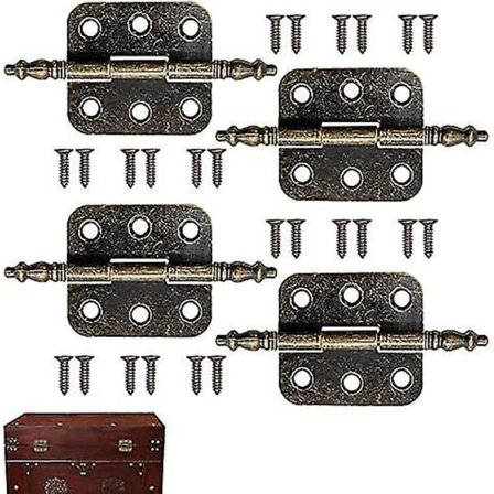 Antik mässingsgångjärn med 24 skruvar Vintage Flat 70*35mm vintage skåpdörrsgångjärn brons fällbara gångjärn