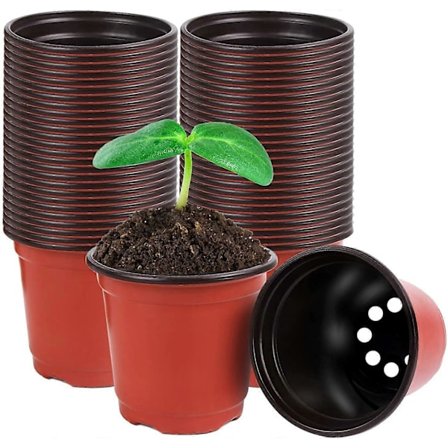 100 st 10 cm Plast Växtskolningskrukor, Krukor Plantor Blomkruka Behållare Fröstartkrukor för Plantor, Sticklingar