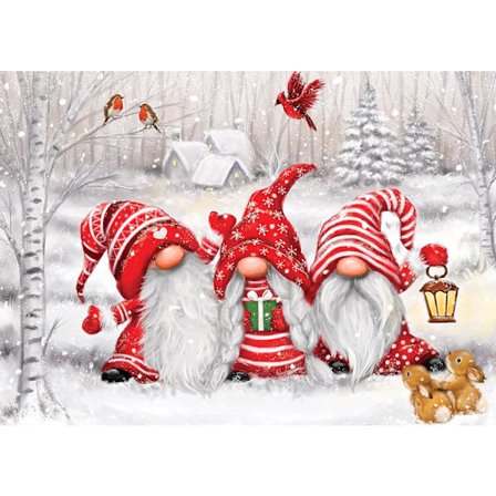 (30x40cm) Jouluaiheinen timanttimaalaussarja aikuisille – Tontut Full Drill Diamond Dots -maalaukset