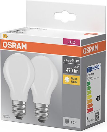 OSRAM LED Classic A 40 E27 2700K 2stk.