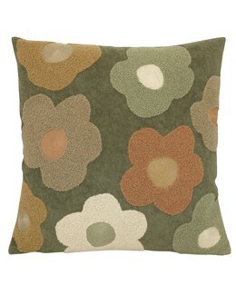 Pudebetræk Daisey med broderede blomster 1-pak Grøn