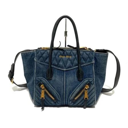 Miu Miu Pre-owned, Pre-owned Denim totes Blauw, Dames, Maat:ONE Size,leather