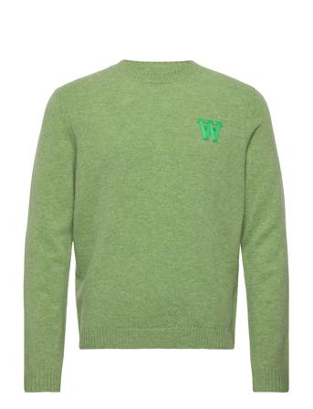 Kevin Lambswool Jumper Strikket Trøje Med Rund Hals Grøn Double A By Wood Wood