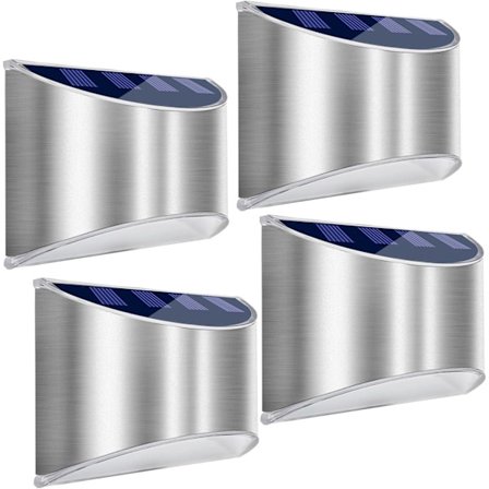 Solcellelamper Utendørs LED Solcelle Rustfritt Stål Vegglamper Utendørsbelysning Rustfritt Stål Vegglampe