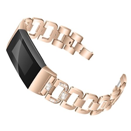 Fitbit Charge klockarmband i 3D-design med strass - champagne guld